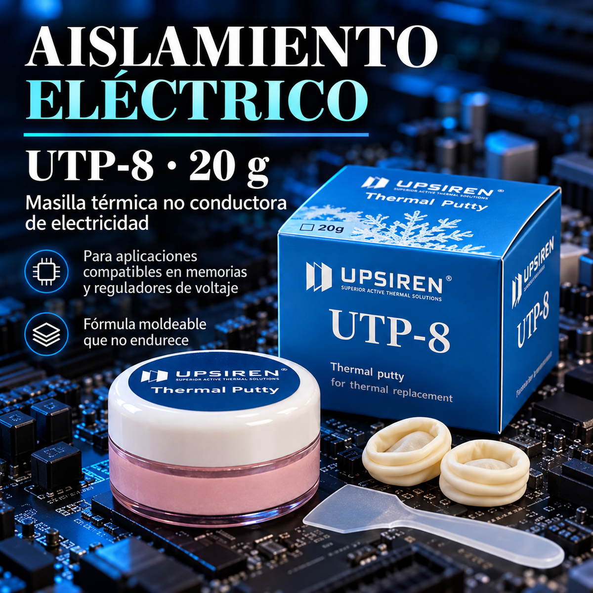 Masilla Térmica UPSIREN UTP-8 20 g | Thermal Putty para VRAM y VRM