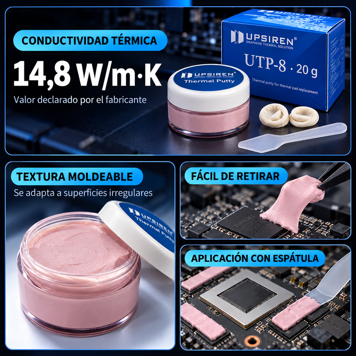 Masilla Térmica UPSIREN UTP-8 20 g | Thermal Putty para VRAM y VRM